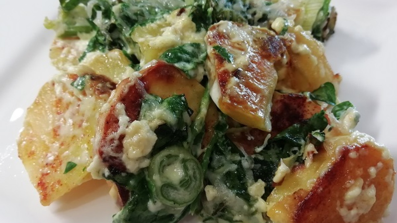 Zapekané zemiaky so špenátom